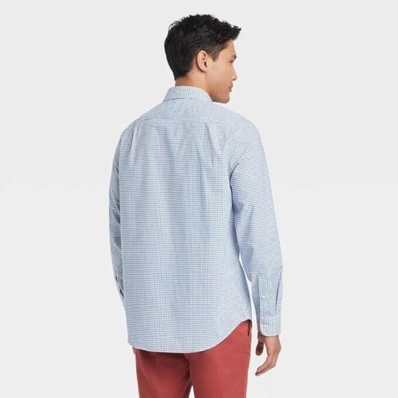 Goodfellow Men's Small 36/37 Standard Fit LS Button Up Blue Casual Dress Shirt - Picture 4 of 8